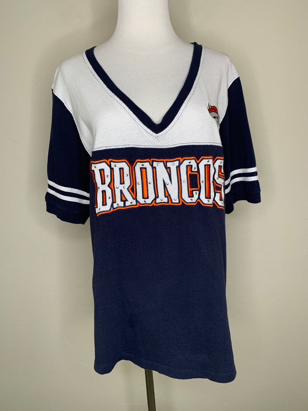 Denver Broncos Navy White NFL Team Fan T Shirt Sz XL Y2k